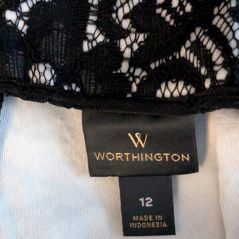 Worthington Women's Black Lace Midi Skirt Size 12